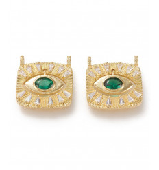 Pendentif oeil articulé + zircon vert