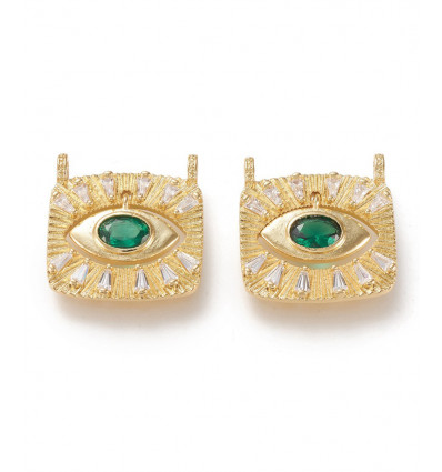 Pendentif oeil articulé + zircon vert