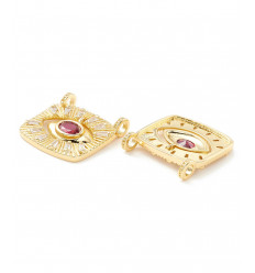 Pendentif oeil articulé + zircon vert