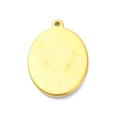 Pendentif médaille ovale oeil émaillé acier inox