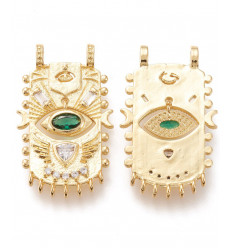 Pendentif oeil articulé + zircon vert