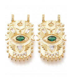 Pendentif oeil articulé + zircon vert