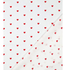 Popeline de coton coeur rouge