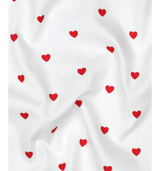 Popeline de coton coeur rouge