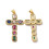 Pendentif croix + zircons multicolores