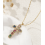 Pendentif croix + zircons multicolores