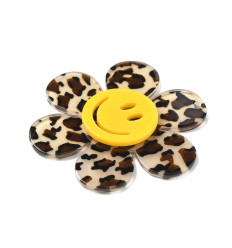 pendentif grosse fleur en résine léopard