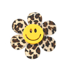 pendentif grosse fleur en résine léopard