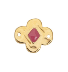 Connecteur fleur & émaille fuchsia