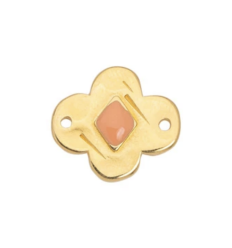Connecteur fleur & émaille orange