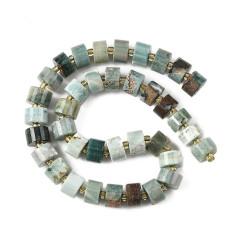 10x6mm - jaspe océan - Chapelet en pierre cylindrique