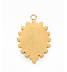 Pendentif ovale avec cabochon agate bleu