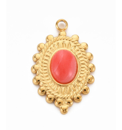 Pendentif ovale avec cabochon agate bleu