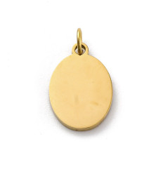 Pendentif médaille ovale étoile gravée acier inox