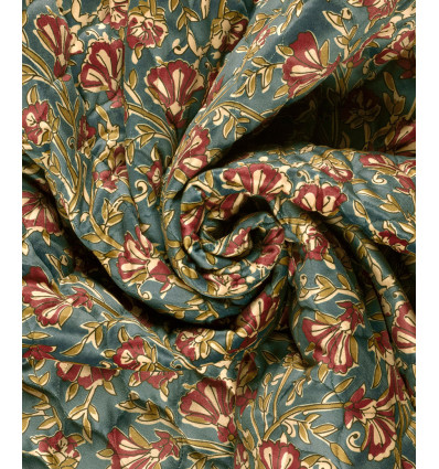 Matelassé velours imprimé fleurs