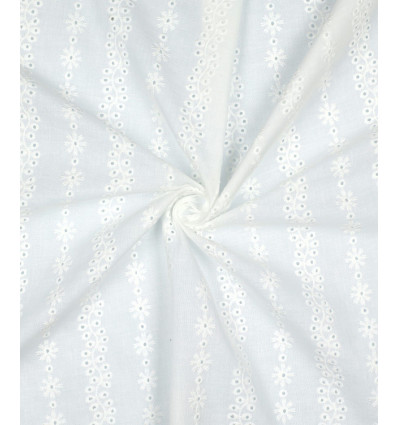 Broderie anglaise deux cotés festonnées blanche