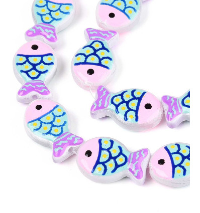 Perle poisson en verre peint