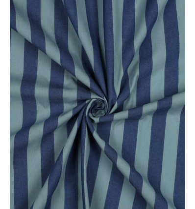 Popeline de coton rayée teint en fil - bleu/vert