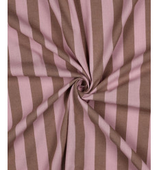 Popeline de coton rayée teint en fil - rose/beige