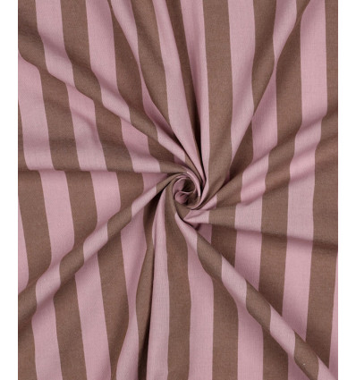 Popeline de coton rayée teint en fil - rose/beige