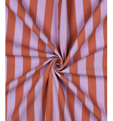 Popeline de coton rayée teint en fil - rose/beige
