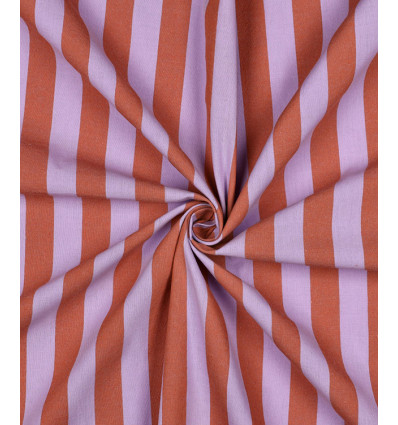 Popeline de coton rayée teint en fil - rose/beige