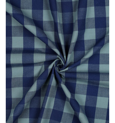 Popeline de coton vichy teint en fil - bleu/vert
