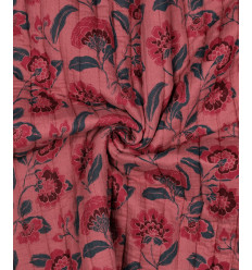 Matelassé gaze de coton - fleuris rose