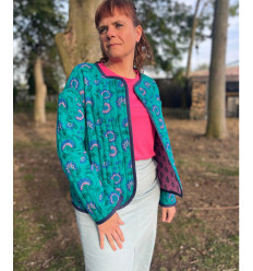 Matelassé gaze de coton - fleuris turquoise