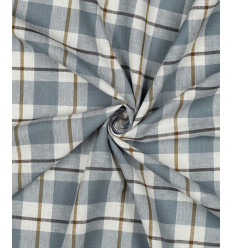 Lin viscose carreaux teint en fil - bleu ancien