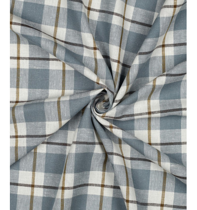 Lin viscose carreaux teint en fil - bleu ancien