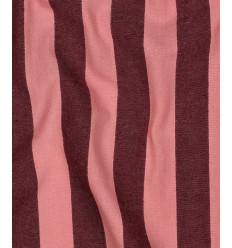 Popeline de coton rayée teint en fil - corail/aubergine