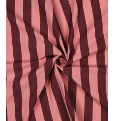 Popeline de coton rayée teint en fil - corail/aubergine