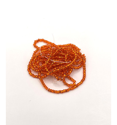Rocaille diamantée orange sur argent 10/o sur fil