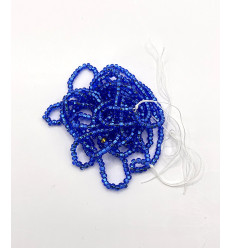 Rocaille diamantée bleu dur sur argent 10/o sur fil
