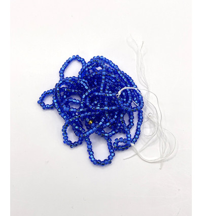 Rocaille diamantée bleu dur sur argent 10/o sur fil