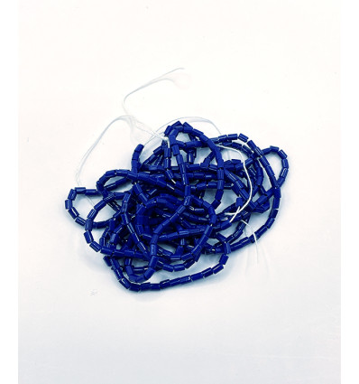 Rocaille tube facette marine opaque sur fil