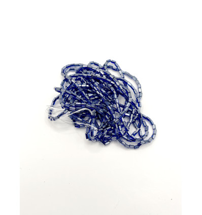 Rocaille tube facette opaque lustré marine sur fil