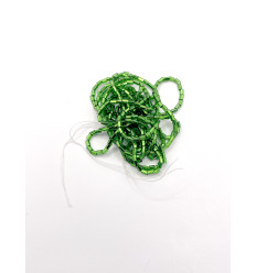 Rocaille tube facette trou carré vert clair sur argent sur fil