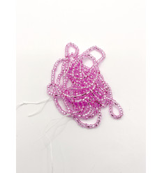 Rocaille diamantée rose vif sur argent 10/o sur fil