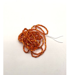 Rocaille tube facette trou carré orange sur argent sur fil