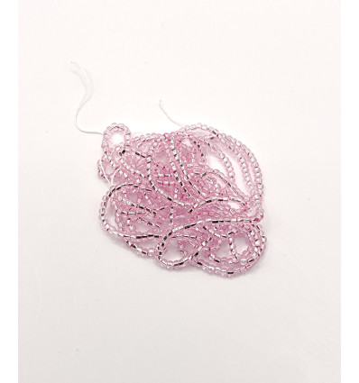 Rocaille diamantée rose pâle sur argent 10/o sur fil