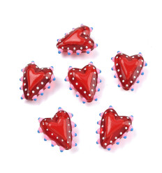 Perle coeur en verre émaillé