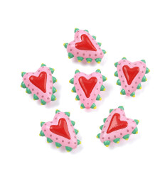 Perle coeur en verre émaillé
