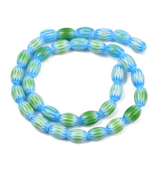 12x7mm - perle de verre filé millefiori en chapelet