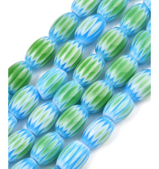 12x7mm - perle de verre filé millefiori en chapelet