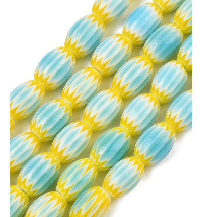 12x7mm - perle de verre filé millefiori en chapelet