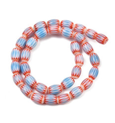 12x7mm - perle de verre filé millefiori en chapelet