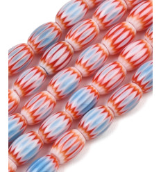 12x7mm - perle de verre filé millefiori en chapelet