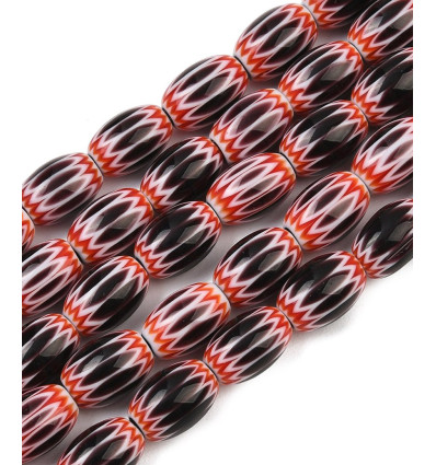 12x7mm - perle de verre filé millefiori en chapelet